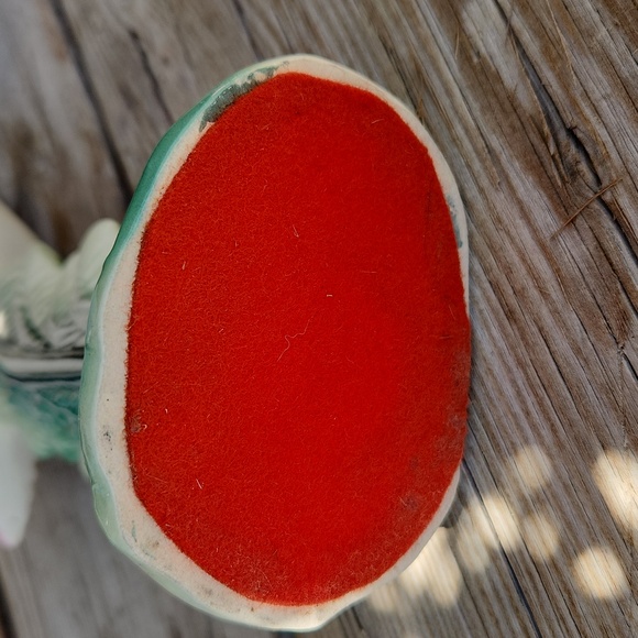 Vintage 1950's MCM Era Pink Flamingo Ceramic Figurine Green Palm Leaf Accents - Picture 12 of 15